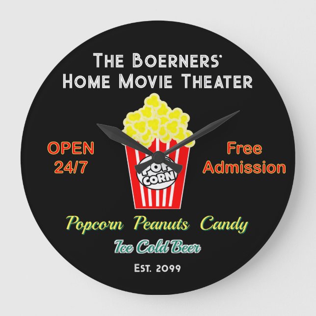 Family Home Movie Theater Open 24/7  Stor Klocka (Framsida)