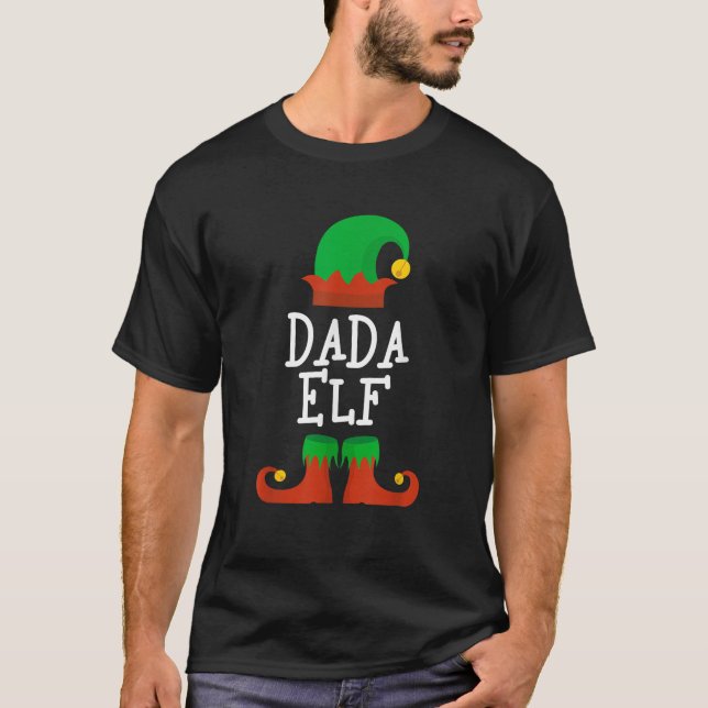 Family I m The Dada Elf Christmas Matching Pajama  T Shirt (Framsida)
