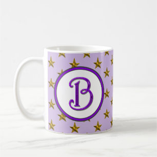 Family Initial Lila Celestial Star Monogram Kaffemugg