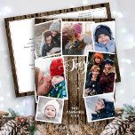 FAMILY JOY | Snö & Vintage Wood 7 Photo Collage Helg Vykort<br><div class="desc">Skicka helgdag önskemål och hälsning till dina nära och kära med det här chic helgdag-vykortet. Det här kortet har sju (7) av dina favoritfoton i en symmetrisk samlingslayout. Vintagens träbakgrund och Rustik lumberjack mönster på baksidan. Finns som ett platta kort, ett vikt kort, vykort och en flexibel fotomagnet. Önska er...</div>