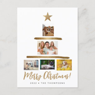 Family Julgran-fotokollage Guld star Helg Vykort