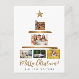 Family Julgran-fotokollage Guld star Helg Vykort