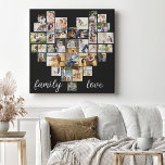Family Kärlek Hjärtformade 36 Photo Collage Canvastryck<br><div class="desc">Skapa en egen arbetsyta för personligen med 36 av dina favoritfoton och namn för familjen. Fotomallen är utformad för att skapa en fotokollage i form av ett kärlek-hjärta och visa bilder i en blandning av porträtt, liggande och fyrkantiga instrumentformat. Utformningen har en vit bakgrund och är skriven i handskrivet elegant...</div>