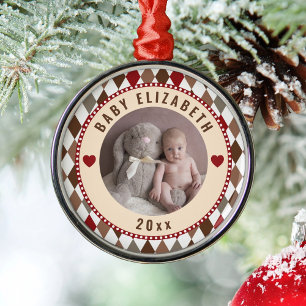 Family Keepsaké Baby Första julfoto Julgransprydnad Metall