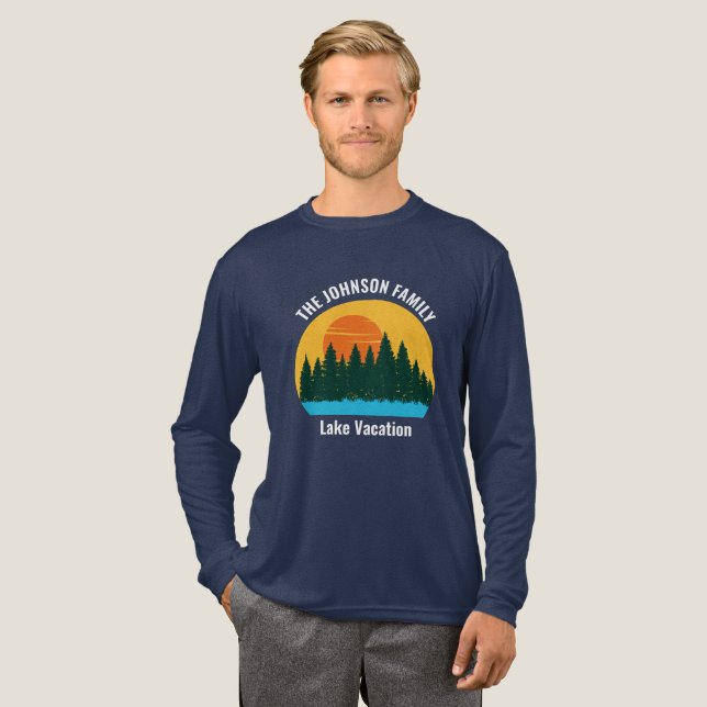Family Lake Trip Sunset Custom Long Sleeve T Shirt (Hel framsida)