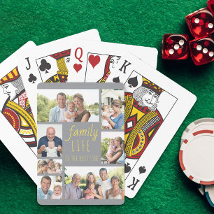 Family Life Photo Collage 7 Bild Grått Gult Casinokort
