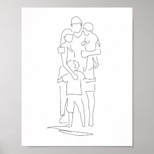 Family Line Art, Family Teckning, Family Print, Gi Poster
