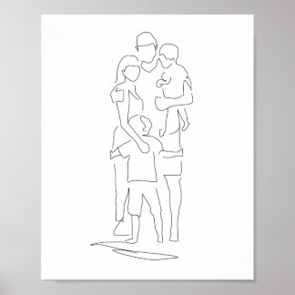 Family Line Art, Family Teckning, Family Print, Gi Poster