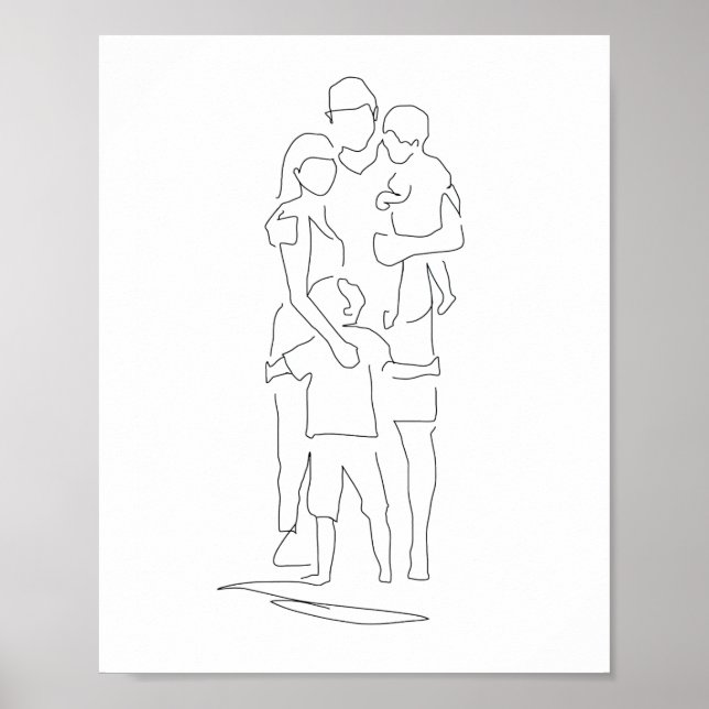 Family Line Art, Family Teckning, Family Print, Gi Poster (Framsidan)