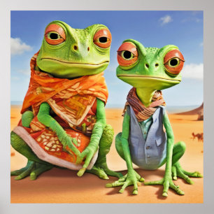 Family Lizard Artwork Poster