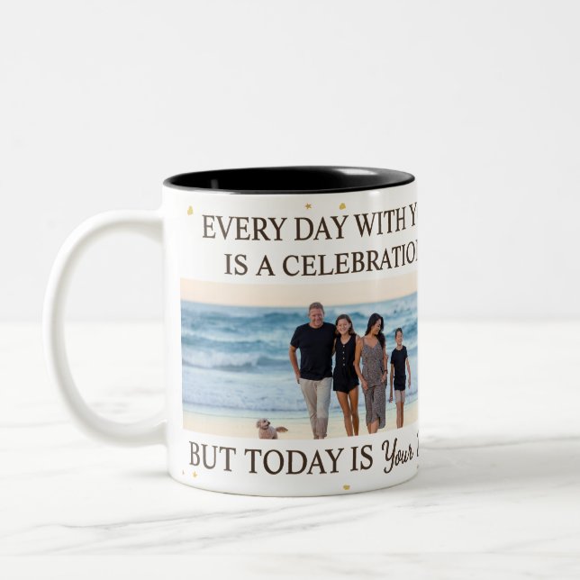 Family Love – 5 Photo Son & Daughter Day Mug Två-Tonad Mugg (Vänster)