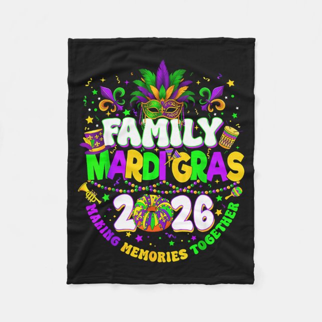 Family Mardi Gras Crew 2026 Carnival Trip Matching Fleecefilt (Framsidan)