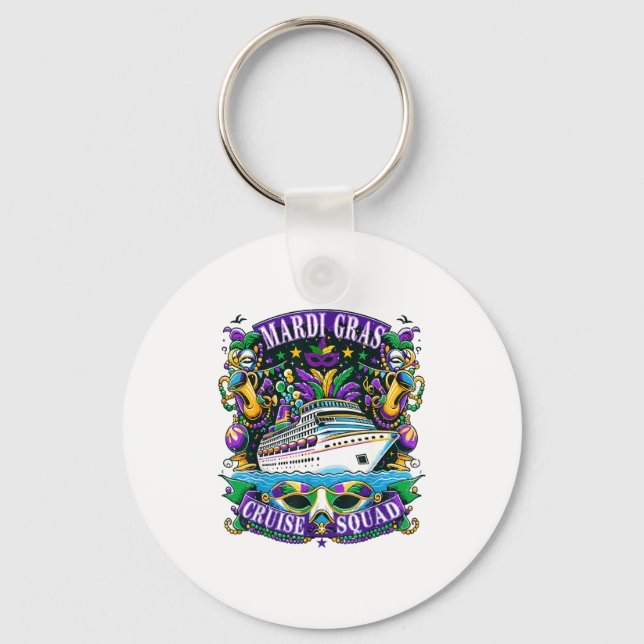 Family Mardi Gras Cruise Squad Vacation Trip Ship  Nyckelring (Framsida)
