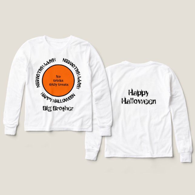 Family Matching Boy Typography Happy halloween T Shirt (Design framsida och baksida)