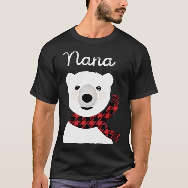 Family Matching Christmas  Buffalo Plaid Nana Bear T Shirt (Framsida)