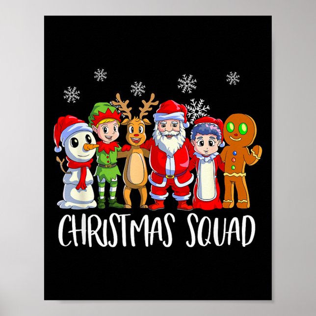 Family Matching Christmas Squad Santa Reindeer Elf Poster (Framsidan)