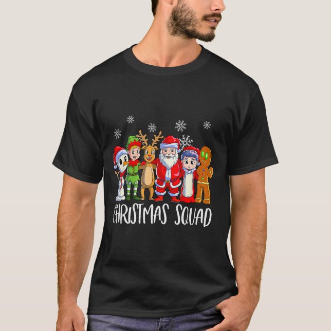 Family Matching Christmas Squad Santa Reindeer Elf T Shirt (Framsida)