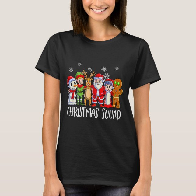 Family Matching Christmas Squad Santa Reindeer Elf T Shirt (Framsida)