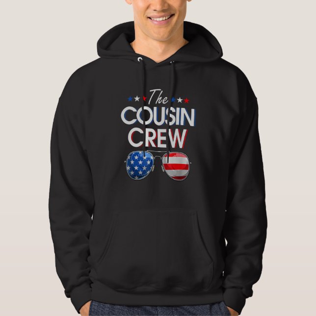 Family Matching Cousin Crew American Flag 4th Of J Hoodie (Framsida)
