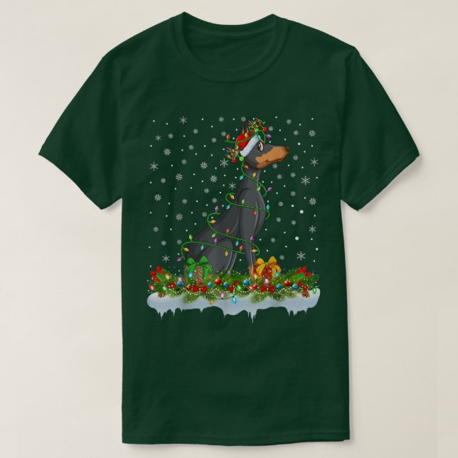 Family Matching Julafton Lighting Santa Doberman H T Shirt (Design framsida)