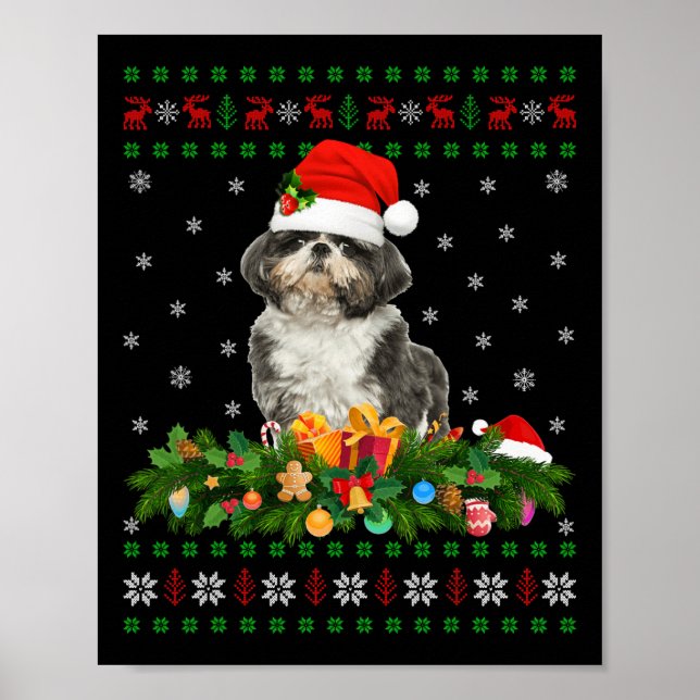 Family Matching Julafton Lighting Ugly Shih Tzu Kr Poster (Framsidan)
