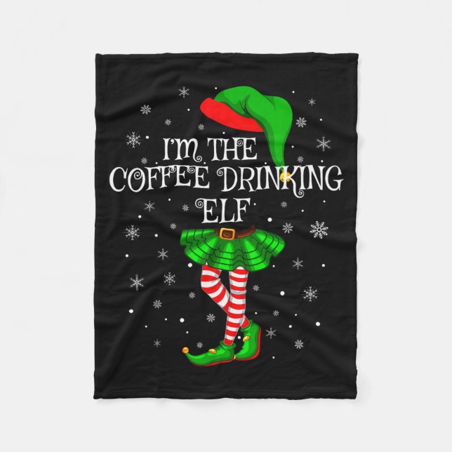 Family Matching Women Girls Coffee Drinking Elf Ch Fleecefilt (Framsidan)