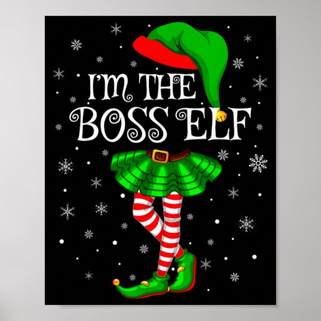 Family Matching Women Girls I'm The Boss Elf Chris Poster (Framsidan)