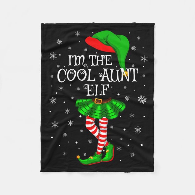 Family Matching Women Girls I'm The Cool Aunt Elf  Fleecefilt (Framsidan)