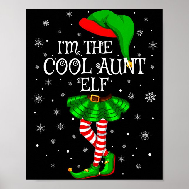 Family Matching Women Girls I'm The Cool Aunt Elf  Poster (Framsidan)