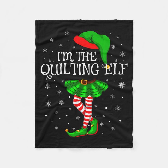 Family Matching Women Girls I'm The Quilting Elf C Fleecefilt (Framsidan)