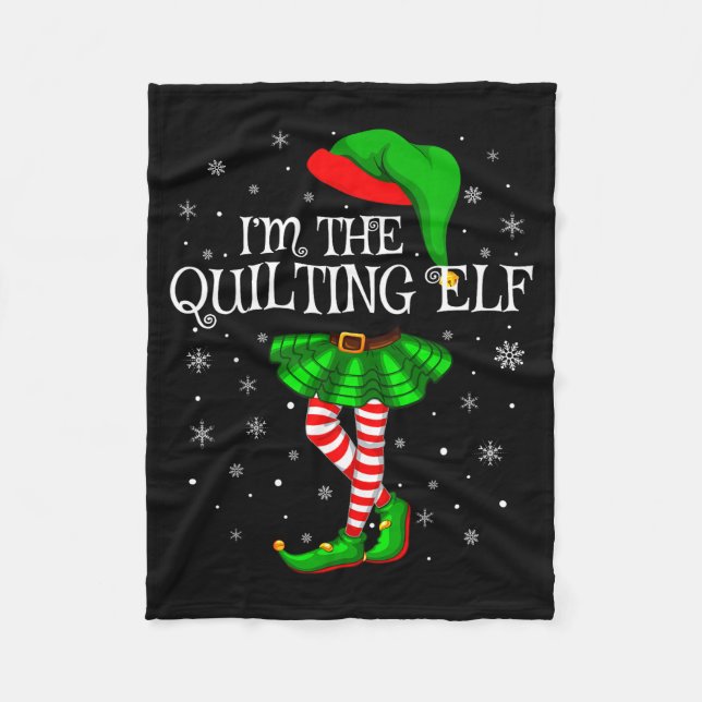 Family Matching Women Girls I'm The Quilting Elf C Fleecefilt (Framsidan)