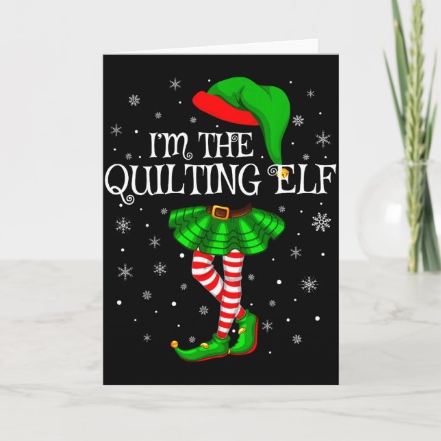 Family Matching Women Girls I'm The Quilting Elf C Kort (Framsida)