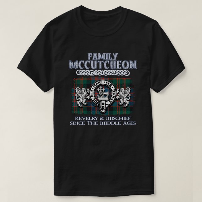 Family McCutcheon vapensköld Scottish klans Scotti T Shirt (Design framsida)