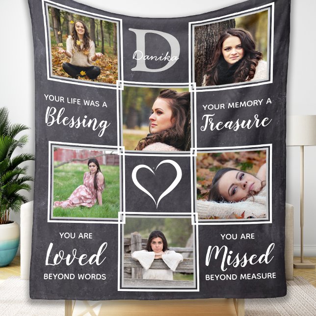 Family Memorial Monogram Name Remembrance Keepsake Fleecefilt (Skapare uppladdad)