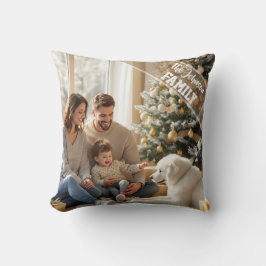 Family modern script Text Overlay with Two Photos Kudde