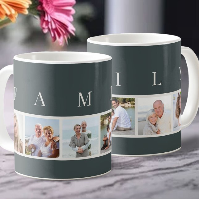FAMILY Modern Typografi och Anpassningsbar 6 Fotos Kaffemugg (Skapare uppladdad)