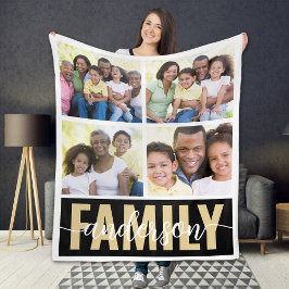 Family Monogram 4 Photo Collage Fleecefilt