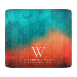 Family Monogram Abstrakt Art Teal Orange Kitchen