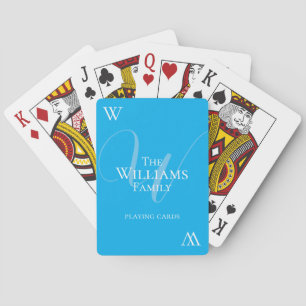 Family Monogram Azure Blue Casinokort