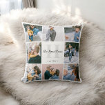 Family Monogram Calligraphy 16 Photo Dekorativ kud Kudde<br><div class="desc">Pillow med familjemonogram och namn har 16 foto.</div>