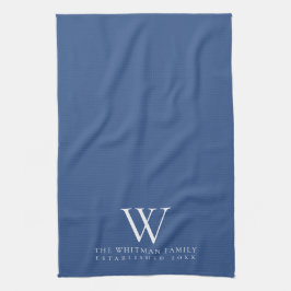 Family Monogram Elegant Classic Blue Köks Kökshandduk