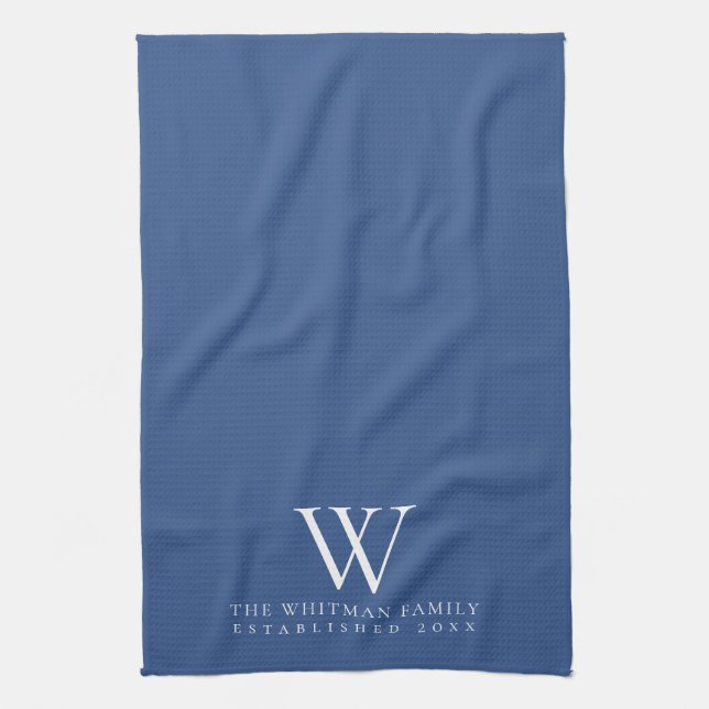 Family Monogram Elegant Classic Blue Köks Kökshandduk (Vertikal)