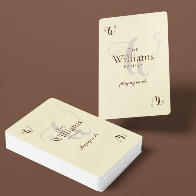 Family Monogram Elegant Cream Casinokort (Skapare uppladdad)