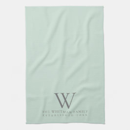 Family Monogram Elegant Sage Grönt Kitchen Kökshandduk