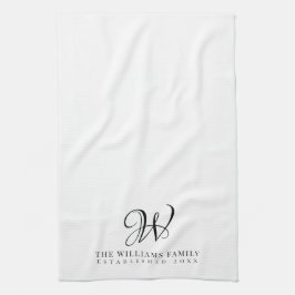 Family Monogram Elegant Script Kitchen Kökshandduk