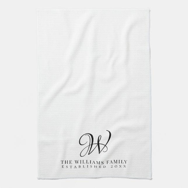 Family Monogram Elegant Script Kitchen Kökshandduk (Vertikal)