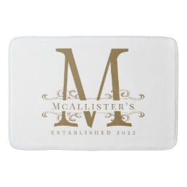 Family Monogram Elegant White och Guld Classy Badrumsmatta