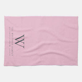 Family Monogram Modern Rosa Slate Grått Kitchen Kökshandduk