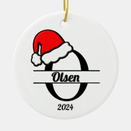 Family Monogram O | Dubbla sida vid sida Julgransprydnad Keramik