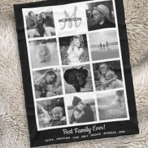 Family Monogram Photo Collage 11 Black White Photo